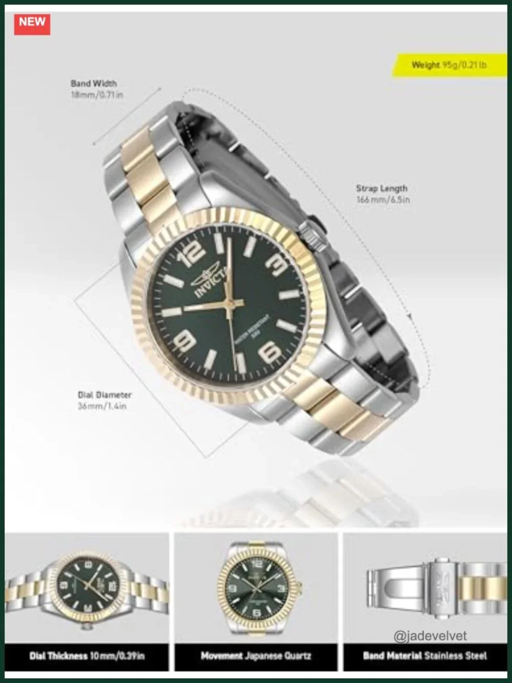Invicta Specialty Quartz Analog Women's Watch with Foldover Clasp and 50m Water